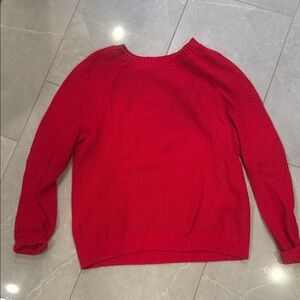 Loft, cherry red cotton sweater. Size L